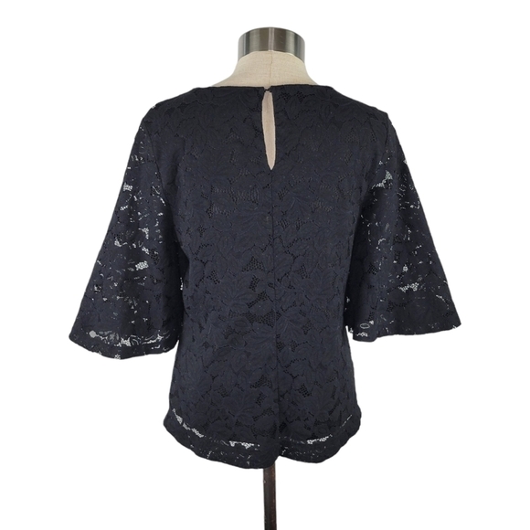 Banana Republic Lace Flare-Sleeve Relaxed Fit Top Blouse Women's Size S Black - Picture 4 of 9